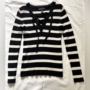 INC Black & White striped sweater in size SP.